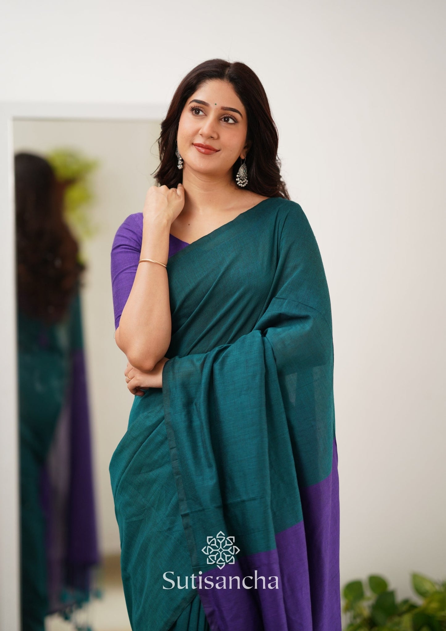 Dhiyona SS Sutisancha Purple Handloom Cotton Saree