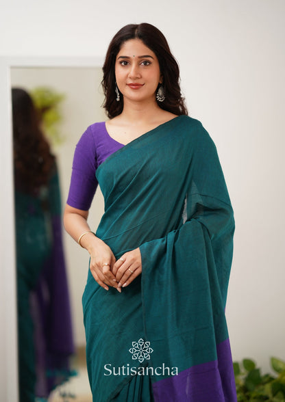 Dhiyona SS Sutisancha Purple Handloom Cotton Saree