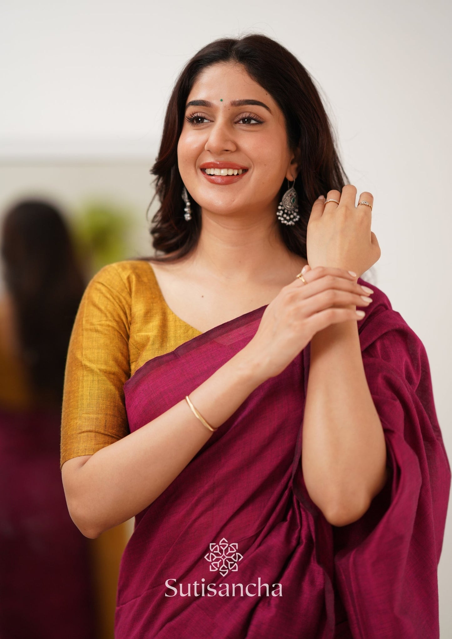 Dhiyona SS Sutisancha Pink & Mustard Handloom Cotton Saree