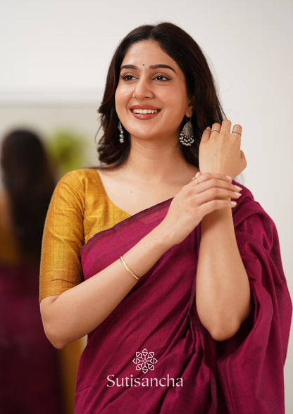 Dhiyona SS Sutisancha Pink & Mustard Handloom Cotton Saree