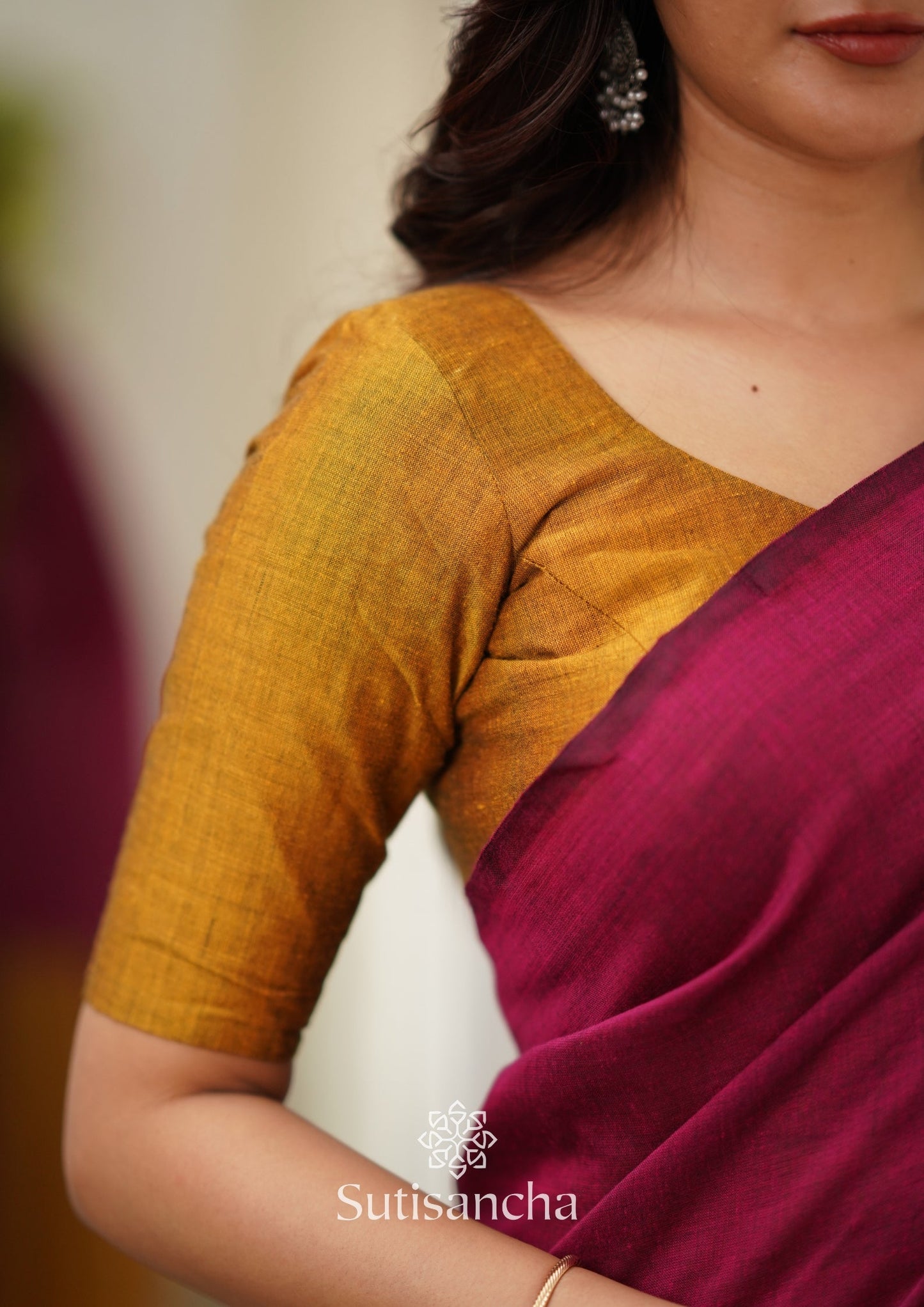 Dhiyona SS Sutisancha Pink & Mustard Handloom Cotton Saree