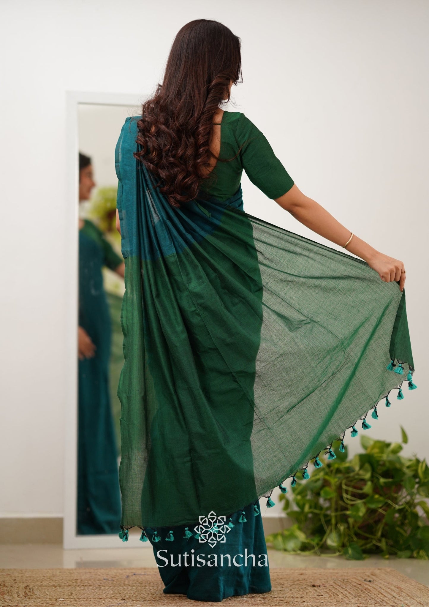 Dhiyona SS Sutisancha Rama Green Handloom Cotton Saree