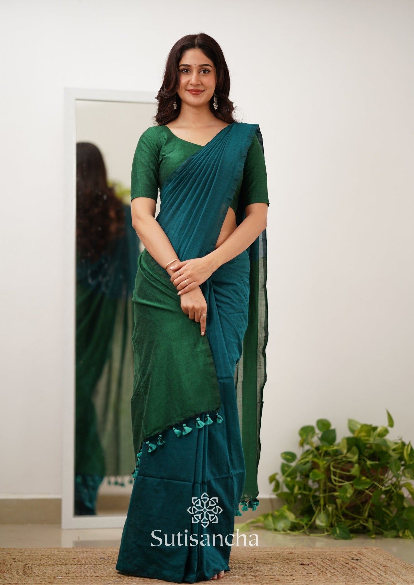 Dhiyona SS Sutisancha Rama Green Handloom Cotton Saree
