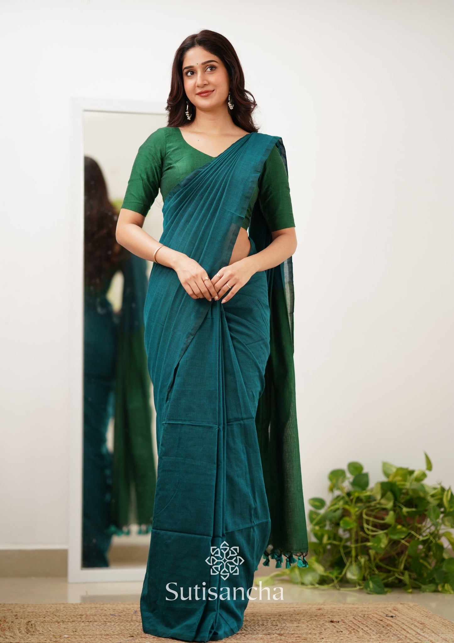 Dhiyona SS Sutisancha Rama Green Handloom Cotton Saree