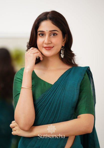 Dhiyona SS Sutisancha Rama Green Handloom Cotton Saree
