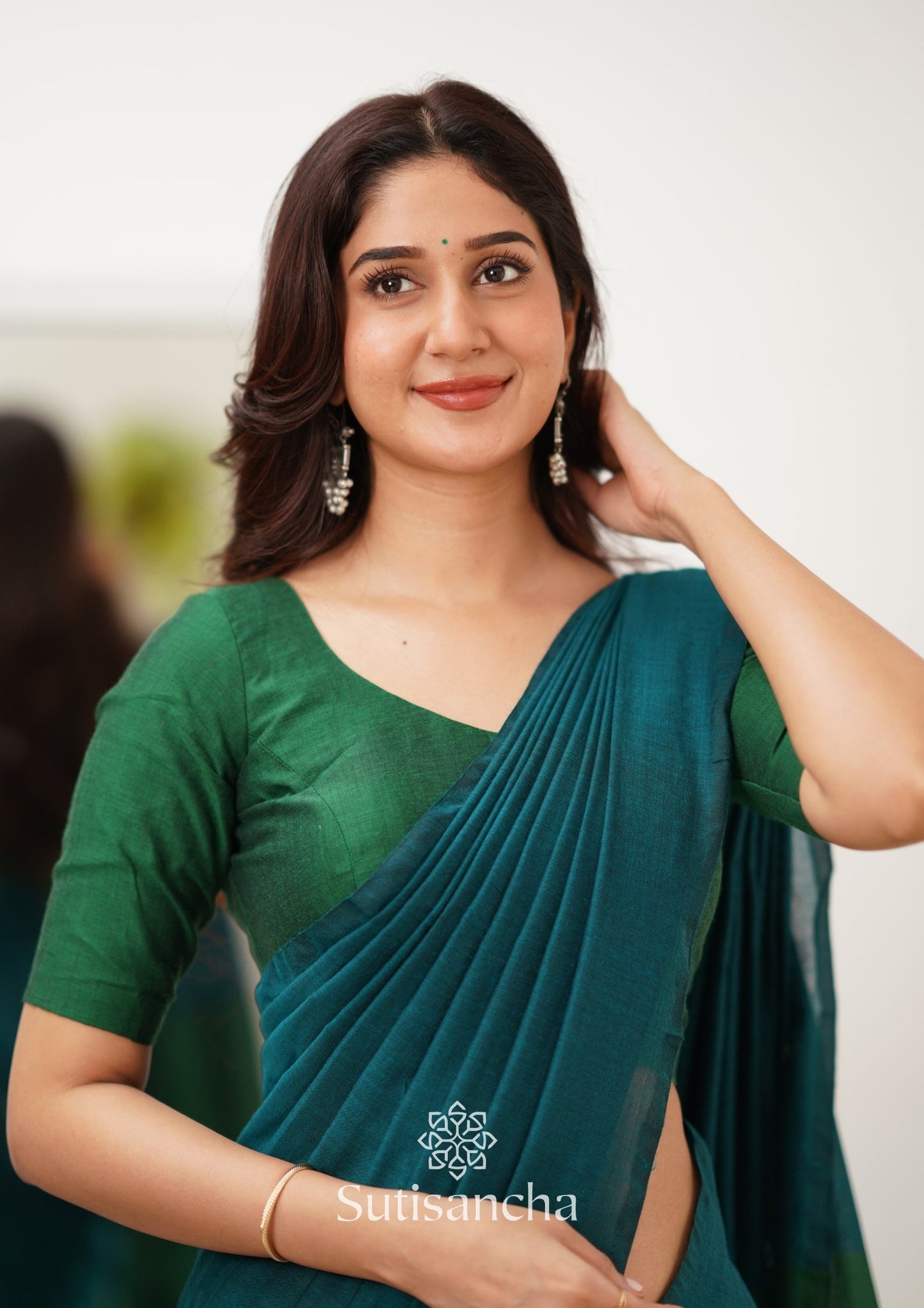 Dhiyona SS Sutisancha Rama Green Handloom Cotton Saree