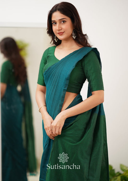 Dhiyona SS Sutisancha Rama Green Handloom Cotton Saree