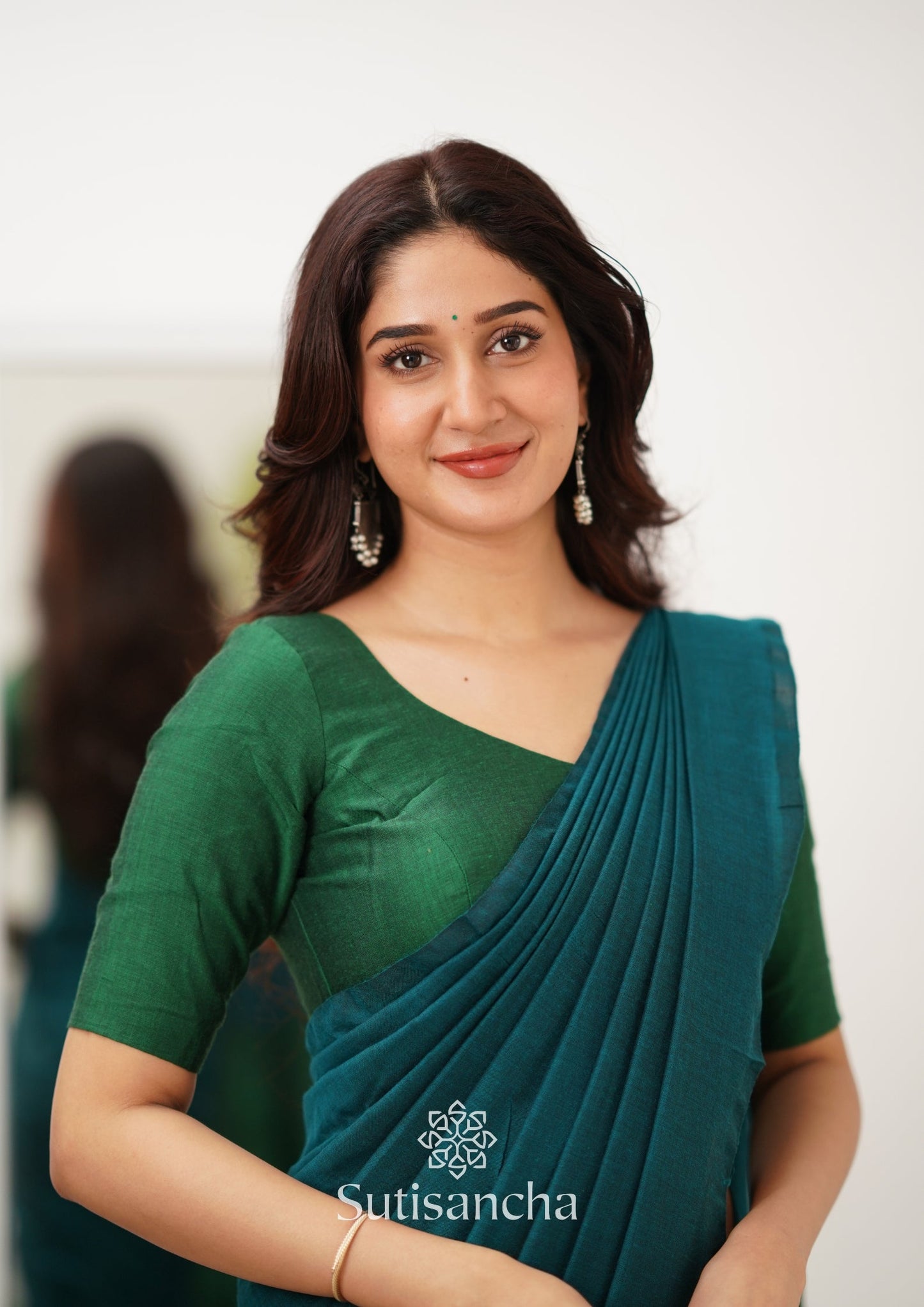 Dhiyona SS Sutisancha Rama Green Handloom Cotton Saree