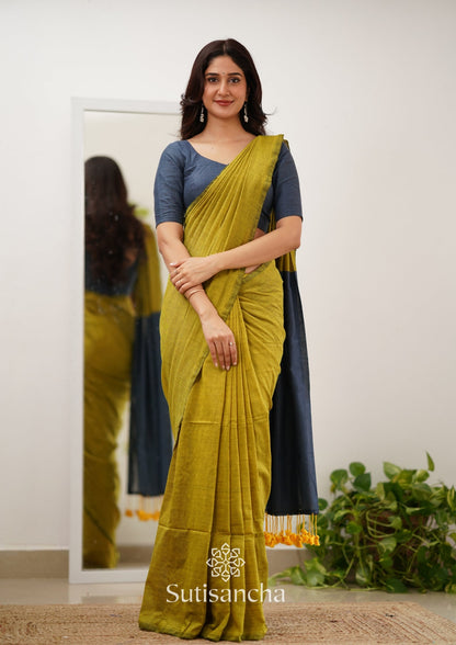 Dhiyona SS Sutisancha Lime & Gray Handloom Cotton Saree
