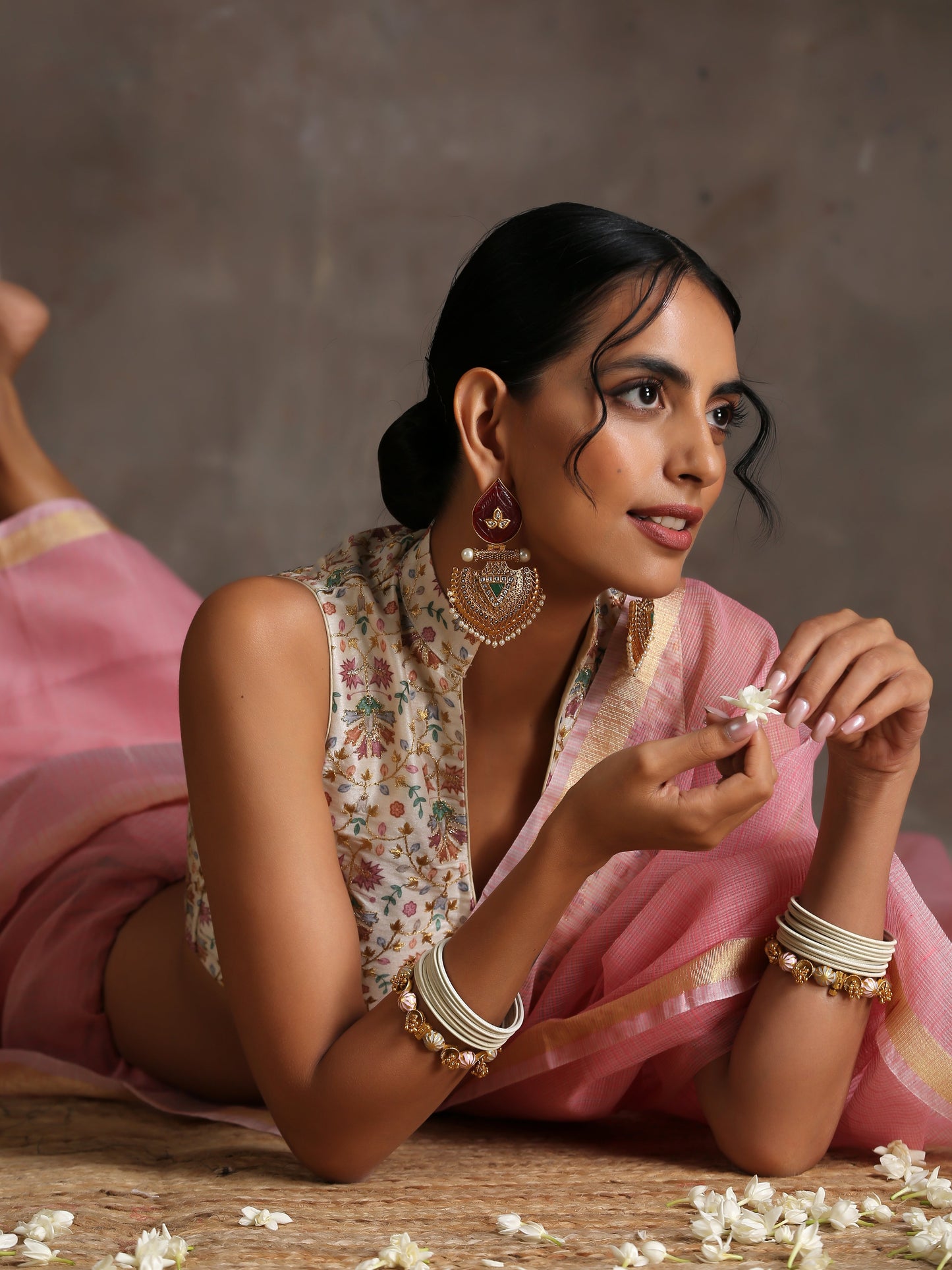 Dhiyona ST Blouse - Floral Golden Embroidered