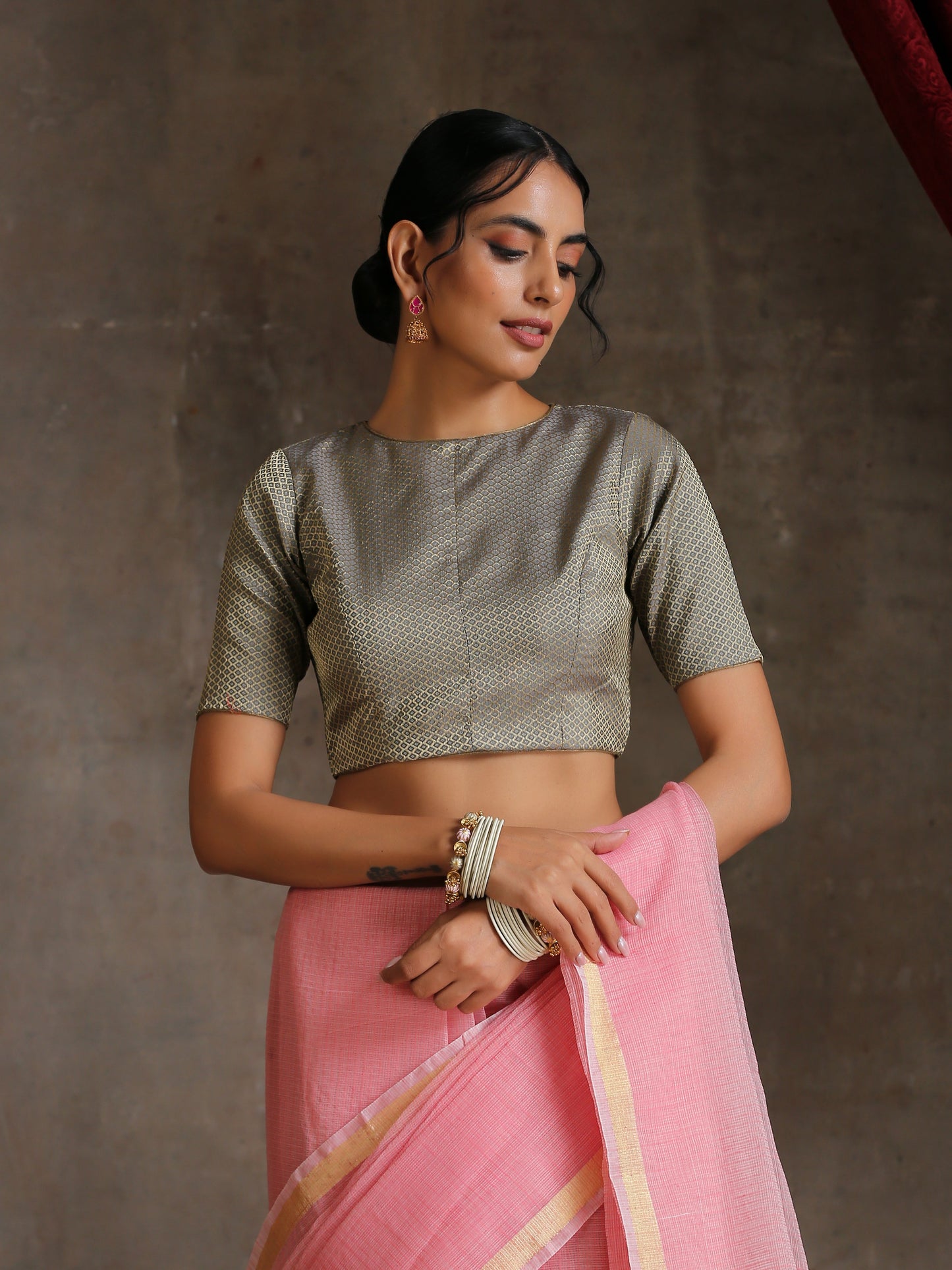 Dhiyona ST Blouse - Grey Jacquard