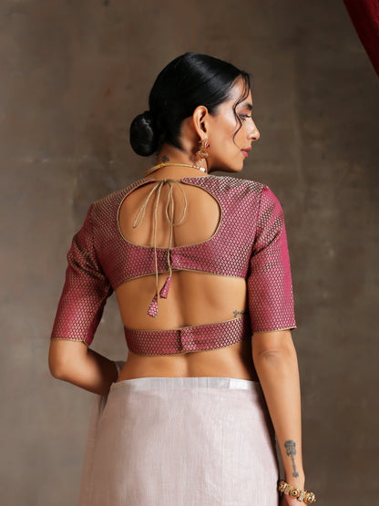 Dhiyona ST Blouse - Magenta Jacquard with Stylish Back