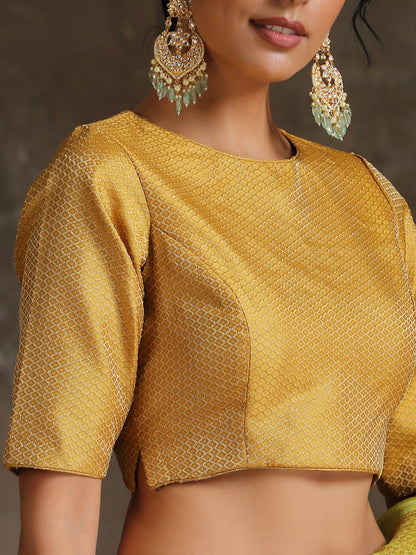 Dhiyona ST Blouse - Yellow Jacquard with Side Slit