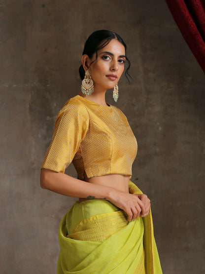Dhiyona ST Blouse - Yellow Jacquard with Side Slit