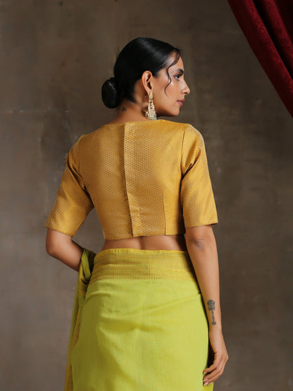 Dhiyona ST Blouse - Yellow Jacquard with Side Slit