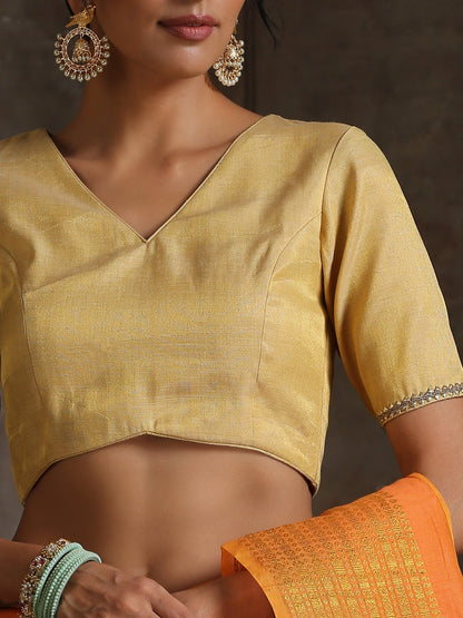 Dhiyona ST Blouse - Gold Uppada with Lace on Sleeves