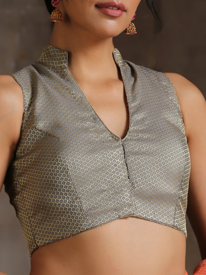 Dhiyona ST Blouse - Grey Jacquard Sleeveless blouse