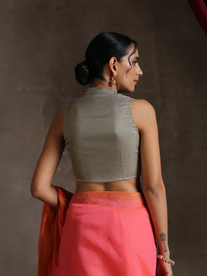 Dhiyona ST Blouse - Grey Jacquard Sleeveless blouse