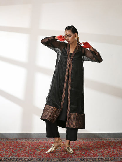 Dhiyona ST Women's Rule the World Co-Ordinate Top with Pants and Jacket 3 Piece Set | Straight Fit, Round Neck, Sleeveless, Pants, Festive Wear, (Satin)