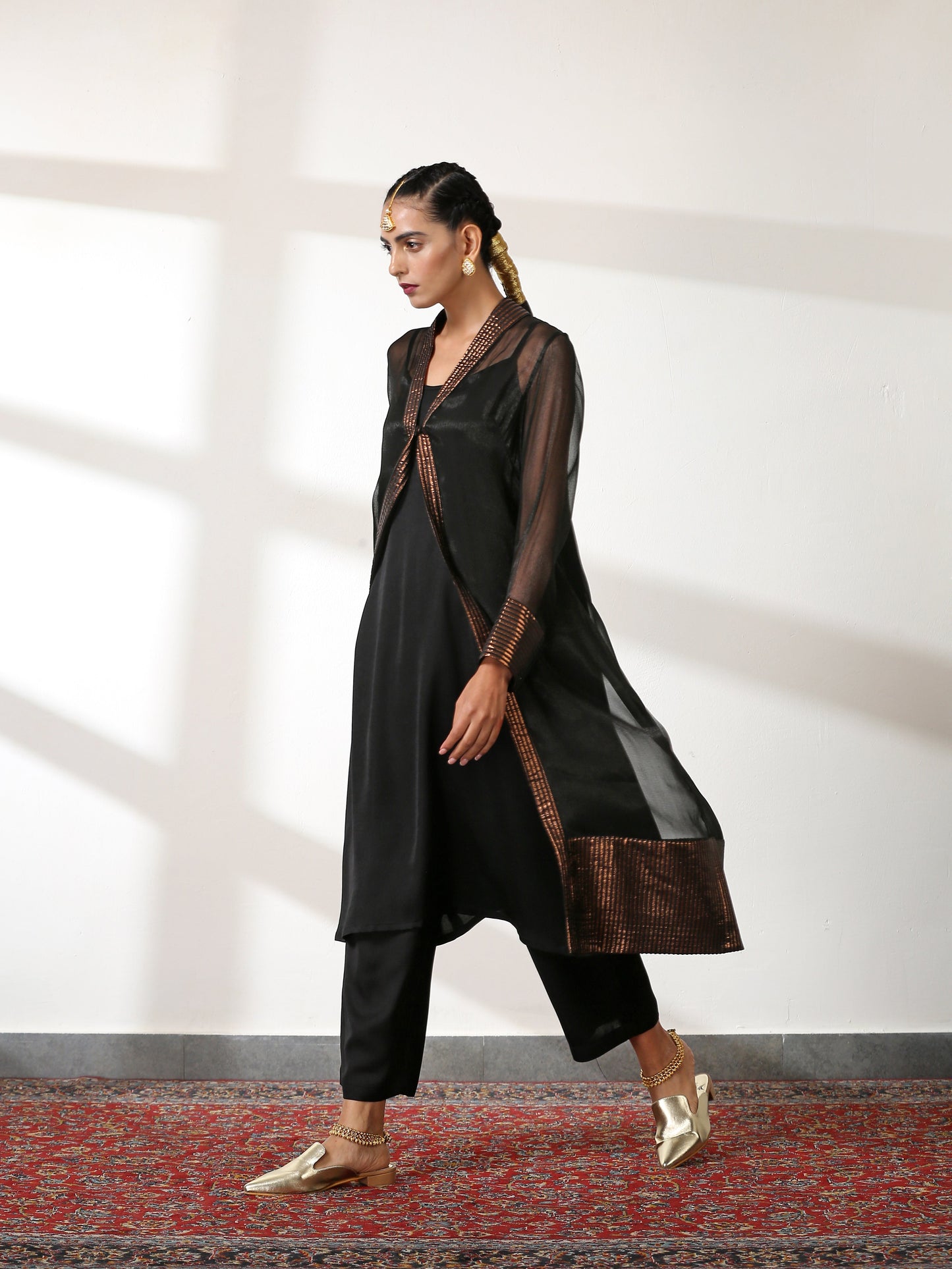Dhiyona ST Women's Rule the World Co-Ordinate Top with Pants and Jacket 3 Piece Set | Straight Fit, Round Neck, Sleeveless, Pants, Festive Wear, (Satin)