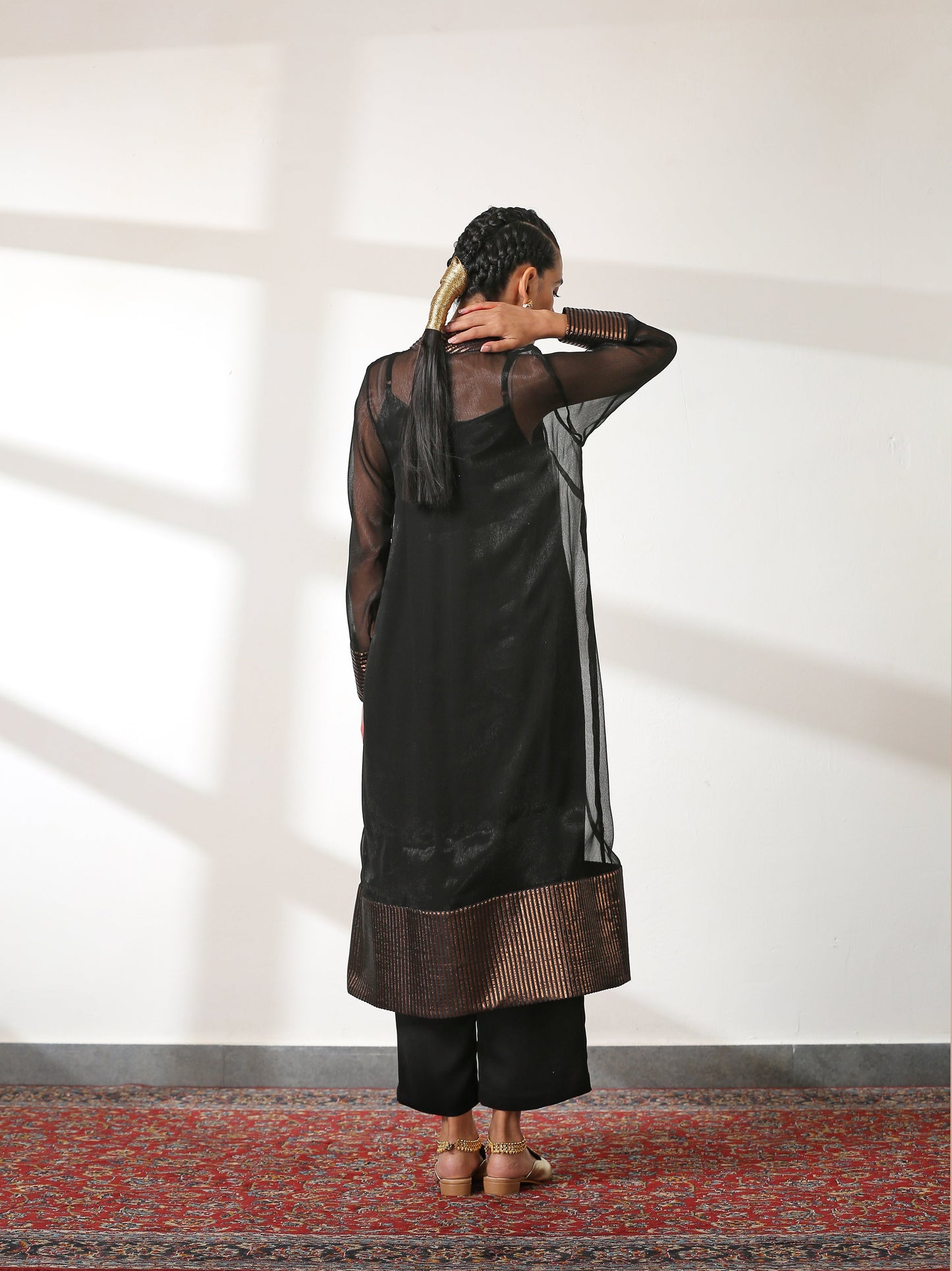 Dhiyona ST Women's Rule the World Co-Ordinate Top with Pants and Jacket 3 Piece Set | Straight Fit, Round Neck, Sleeveless, Pants, Festive Wear, (Satin)