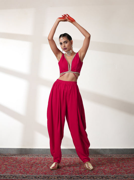 Dhiyona ST Pant - Pink Velvet Harem pant