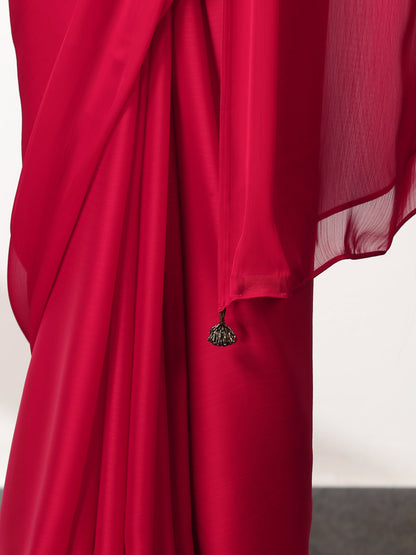 Dhiyona ST Ruby Chiffon Saree with Embroidered Blouse Fabric