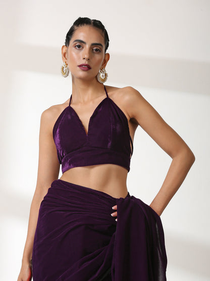 Dhiyona ST Blouse - Plush Velvet Leaf Halter