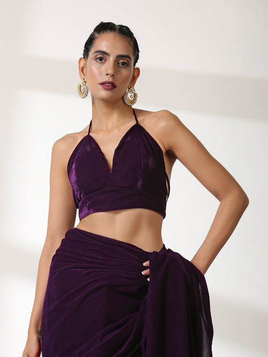 Dhiyona ST Blouse - Plush Velvet Leaf Halter