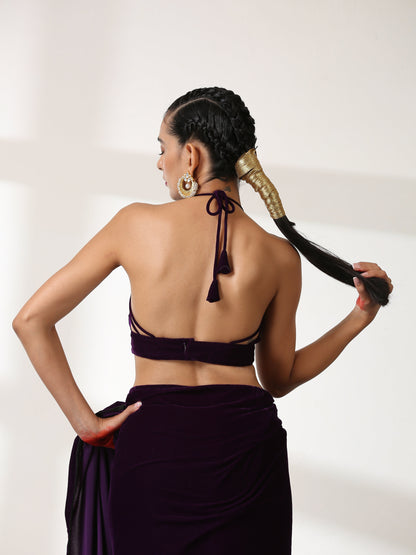Dhiyona ST Blouse - Plush Velvet Leaf Halter