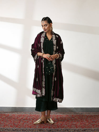 Dhiyona ST Velvet Wine Shawl
