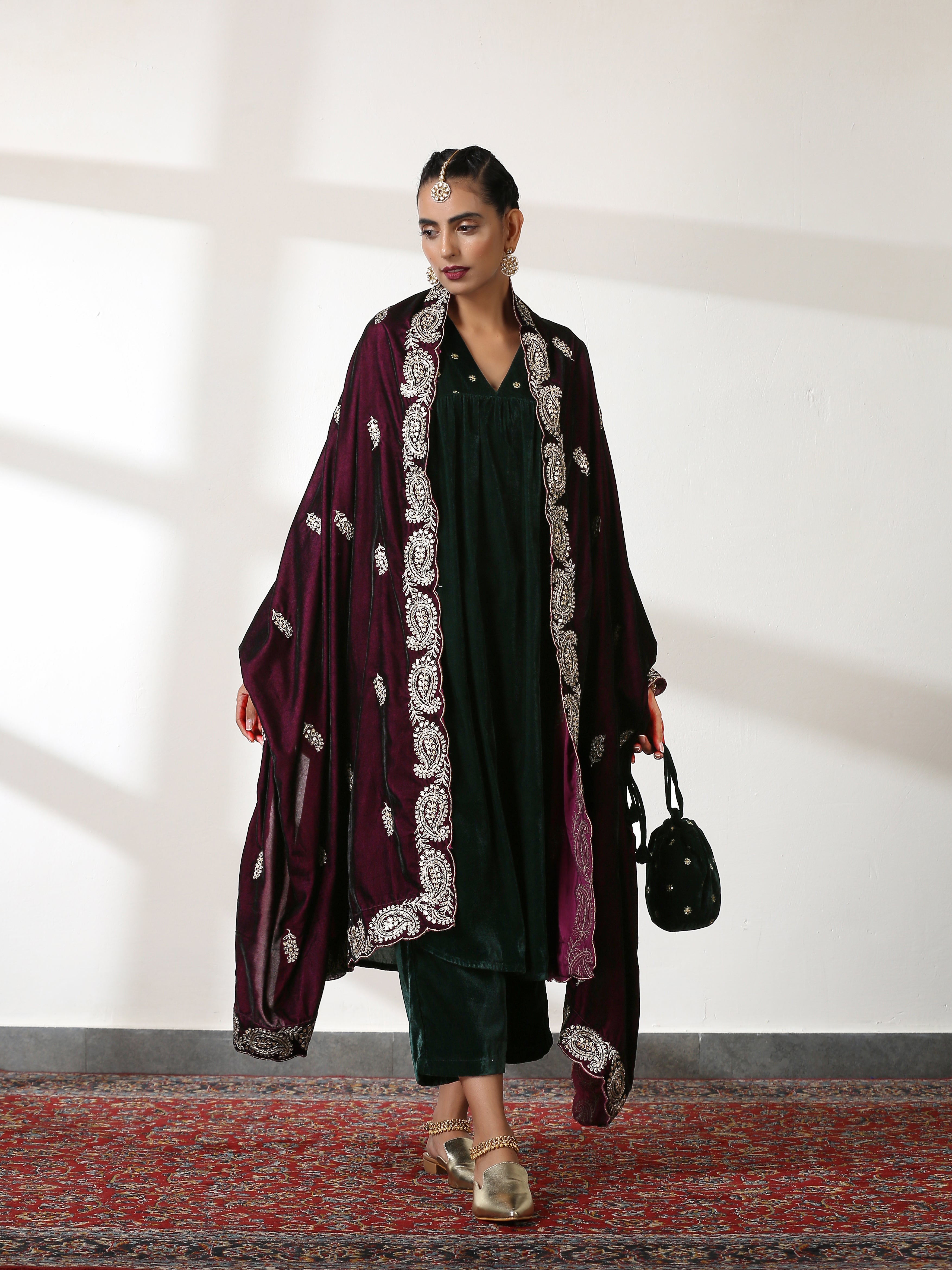 Dhiyona ST Velvet Wine Shawl