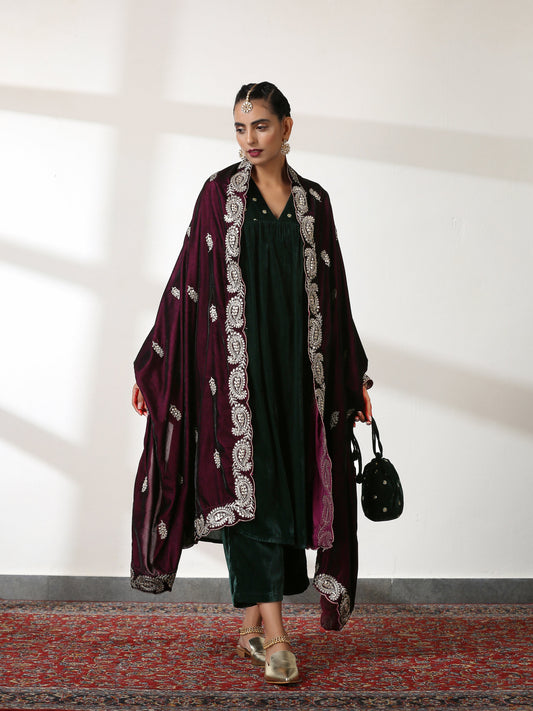 Dhiyona ST Velvet Wine Shawl