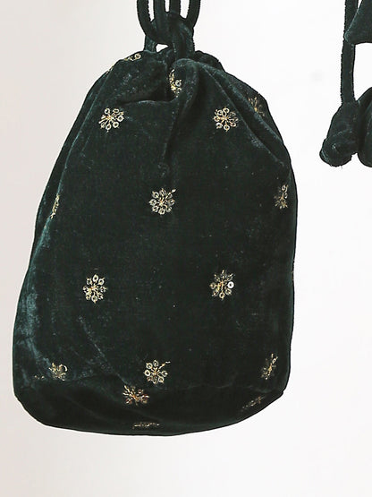 Dhiyona ST Potli Bag - Green Velvet sequin