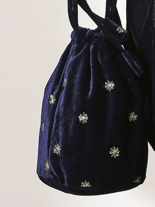Dhiyona ST Potli Bag - Blue Velvet sequin