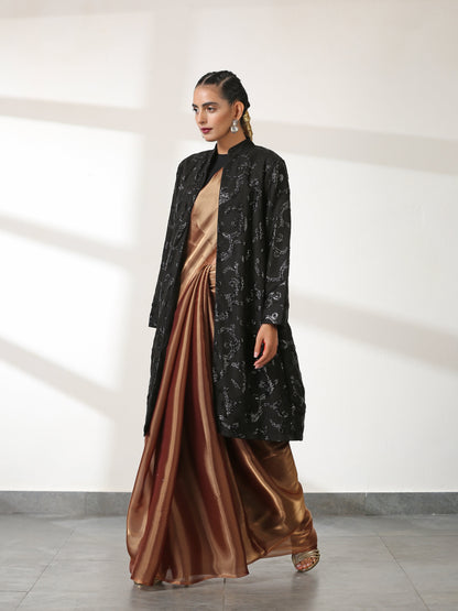 Dhiyona ST Black on Black Sequin Front Open Jacket