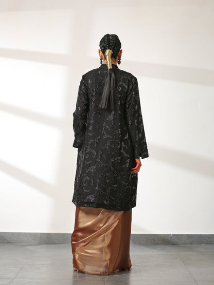 Dhiyona ST Black on Black Sequin Front Open Jacket