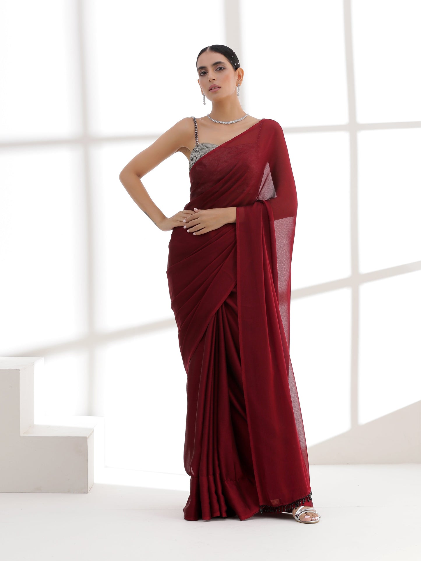 Dhiyona ST Fatal Rouge Butter Chiffon Saree