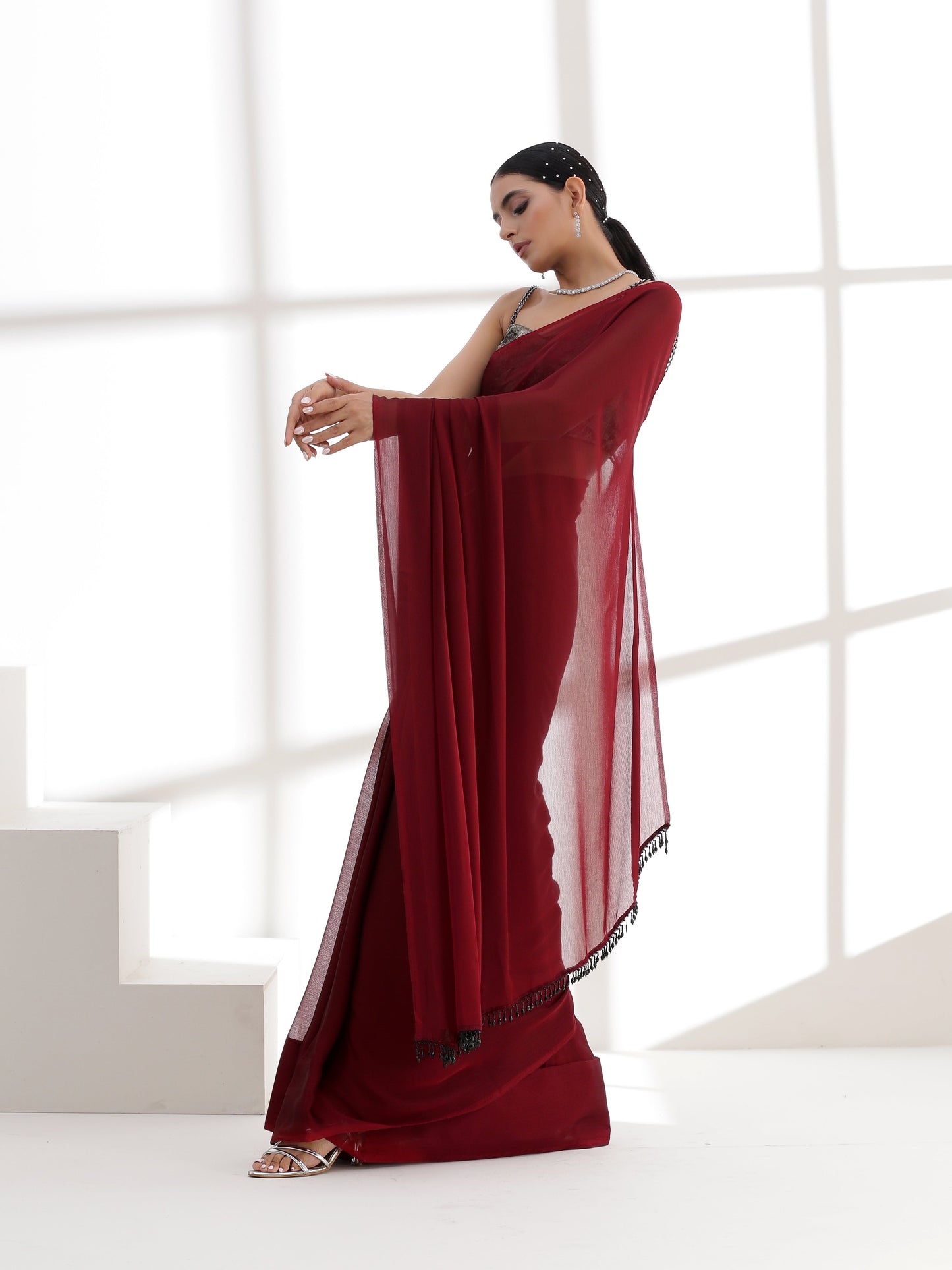 Dhiyona ST Fatal Rouge Butter Chiffon Saree