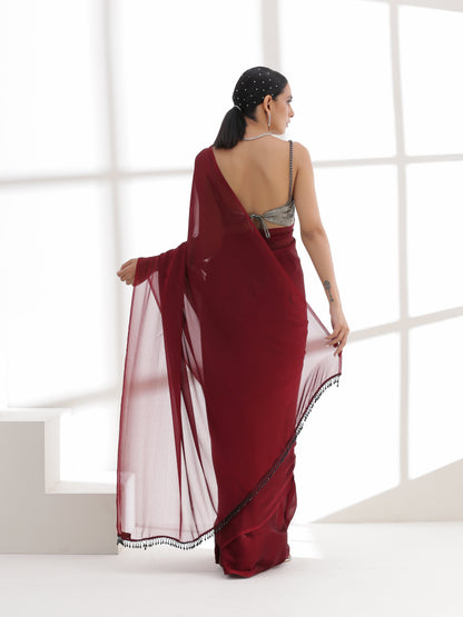 Dhiyona ST Fatal Rouge Butter Chiffon Saree