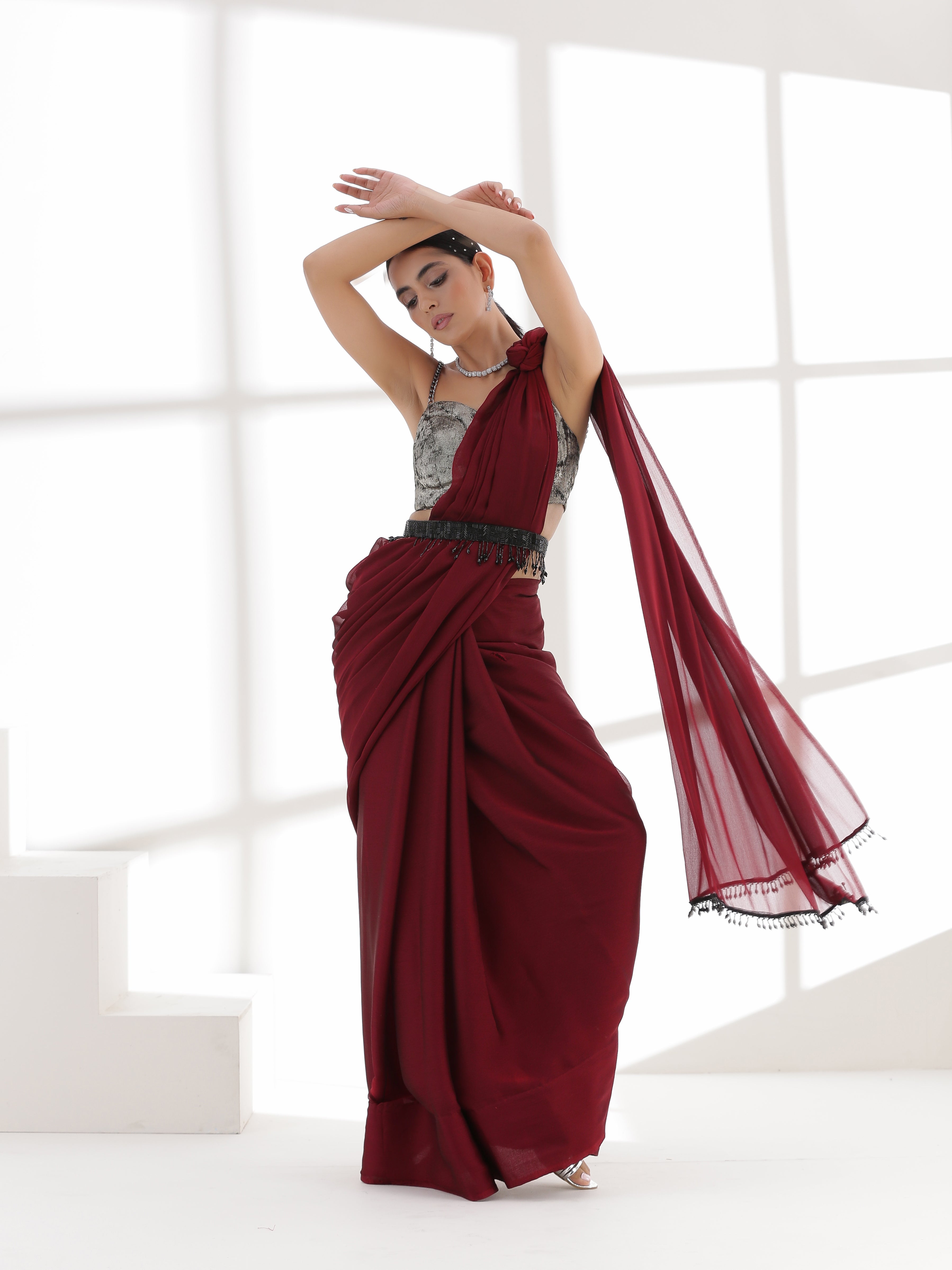 Dhiyona ST Fatal Rouge Butter Chiffon Saree