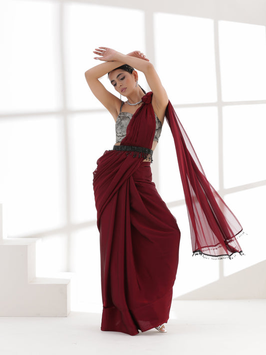Dhiyona ST Fatal Rouge Butter Chiffon Saree