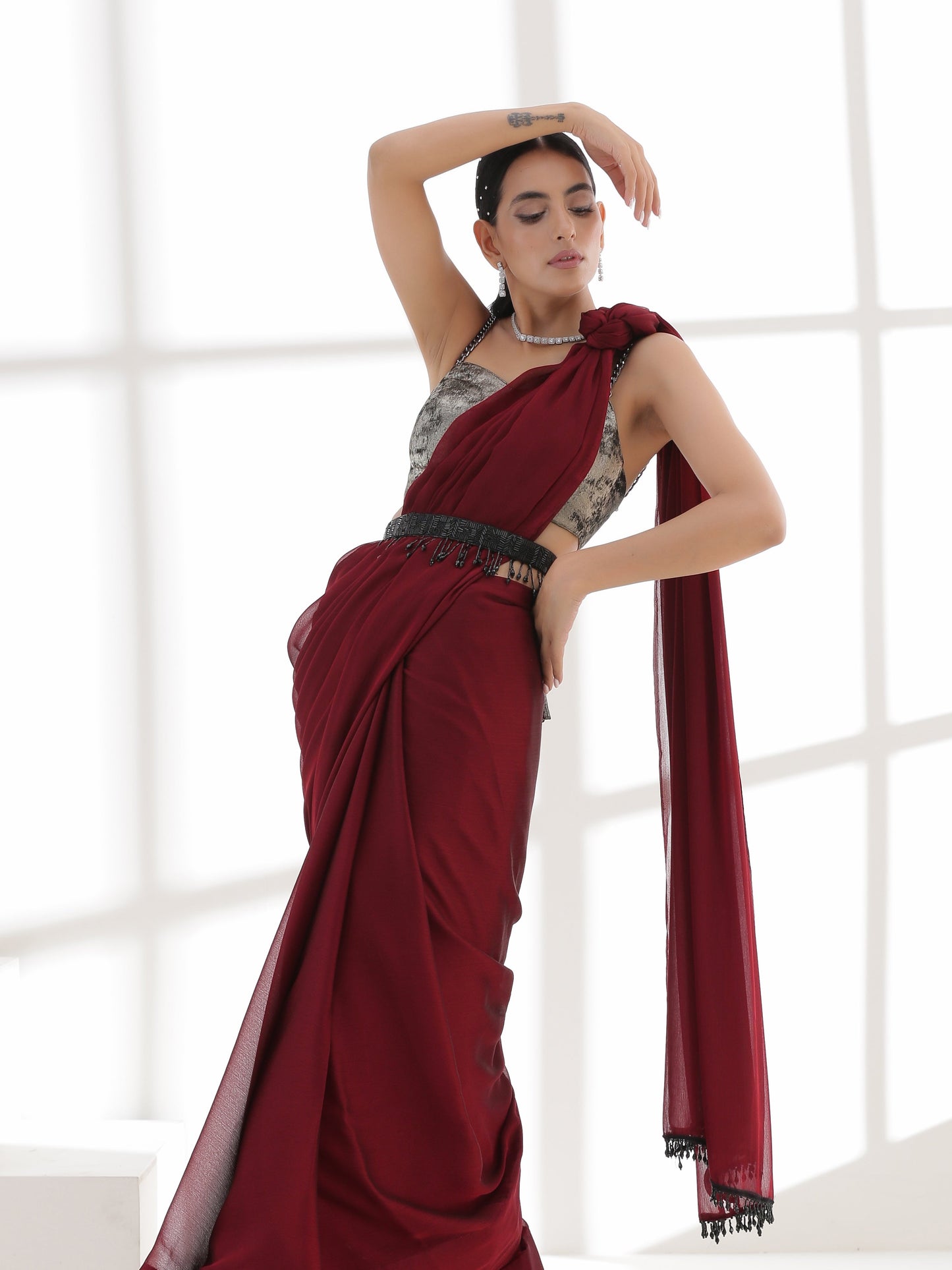 Dhiyona ST Fatal Rouge Butter Chiffon Saree