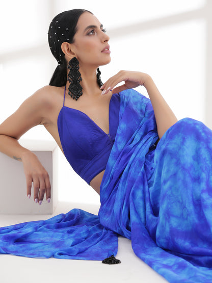 Dhiyona ST Blouse - Blue Storm Leaf Blouse