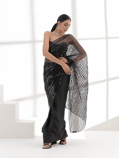Dhiyona ST Black Impression Net saree