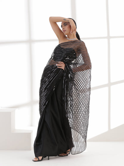 Dhiyona ST Black Impression Net saree