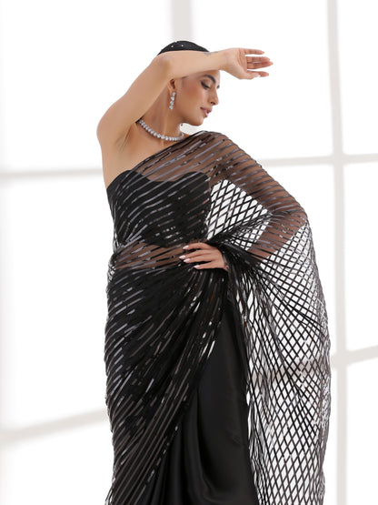 Dhiyona ST Black Impression Net saree