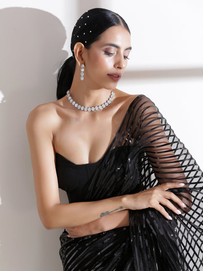 Dhiyona ST Black Impression Net saree