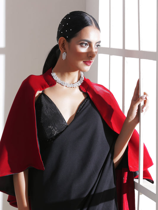 Dhiyona ST Red & Black Reversible Poncho