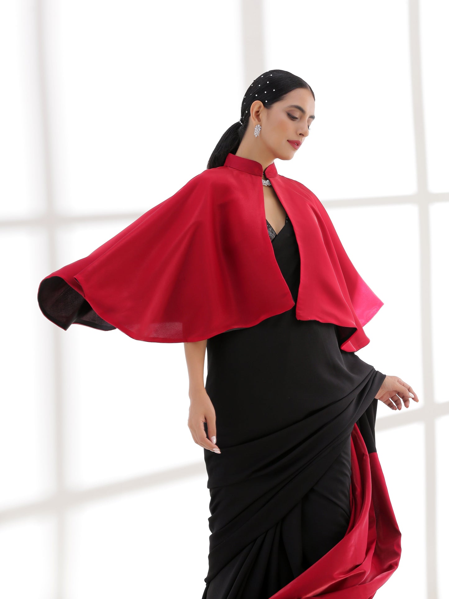 Dhiyona ST Red & Black Reversible Poncho